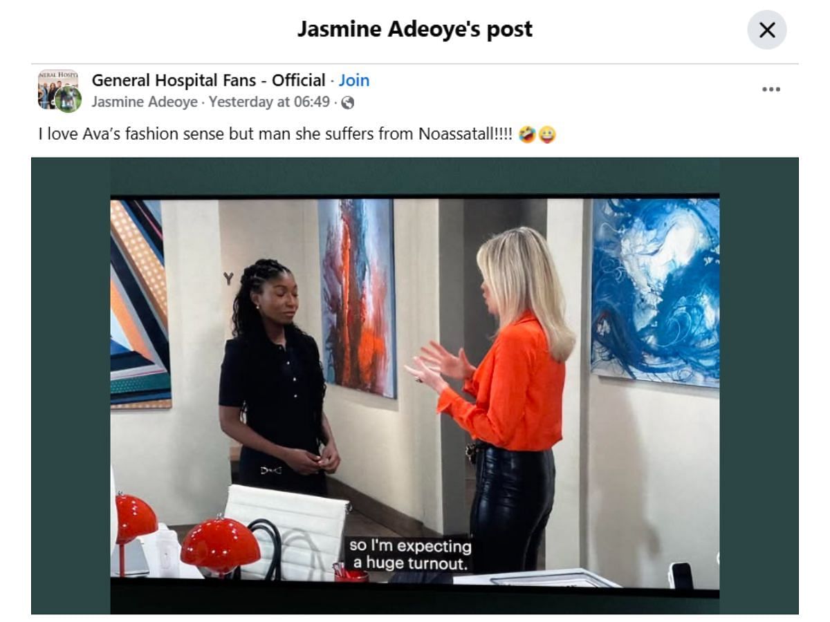The original post by the fan (Image via Facebook/ @Jasmine Adeoye)